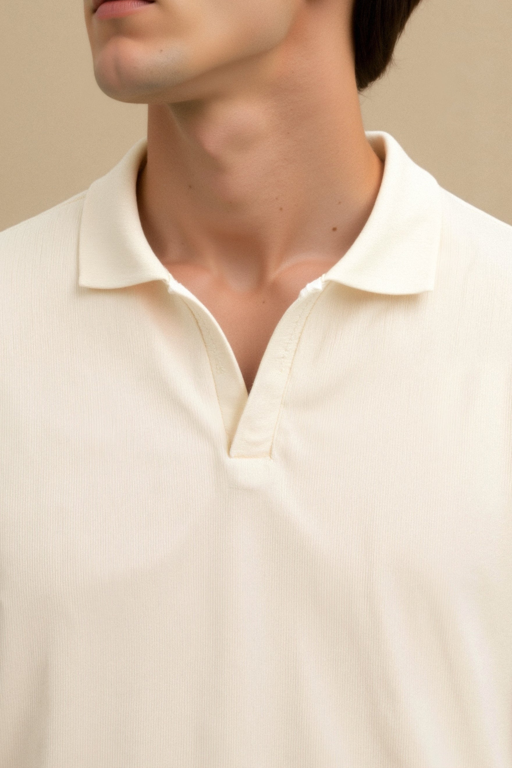 WOOLEN STRUCTURE POLO T-SHIRT