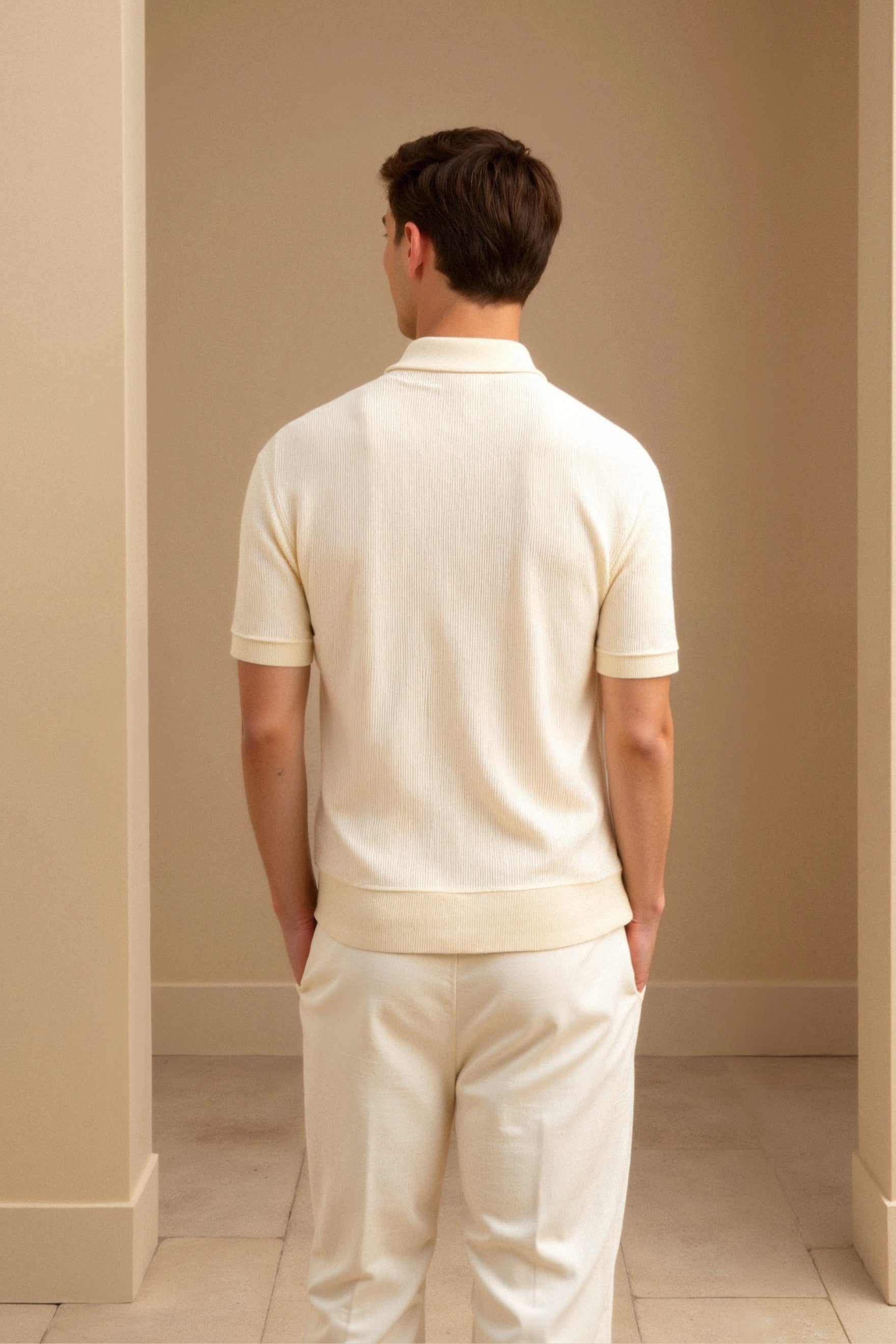 WOOLEN STRUCTURE POLO T-SHIRT