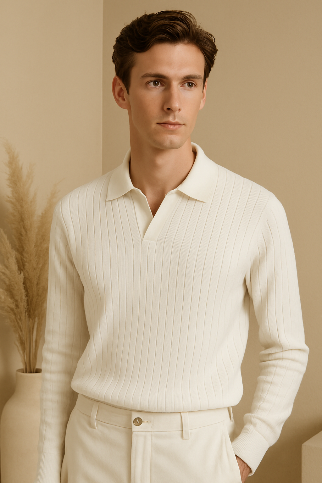 STRIPED LONG SLEEVE POLO
