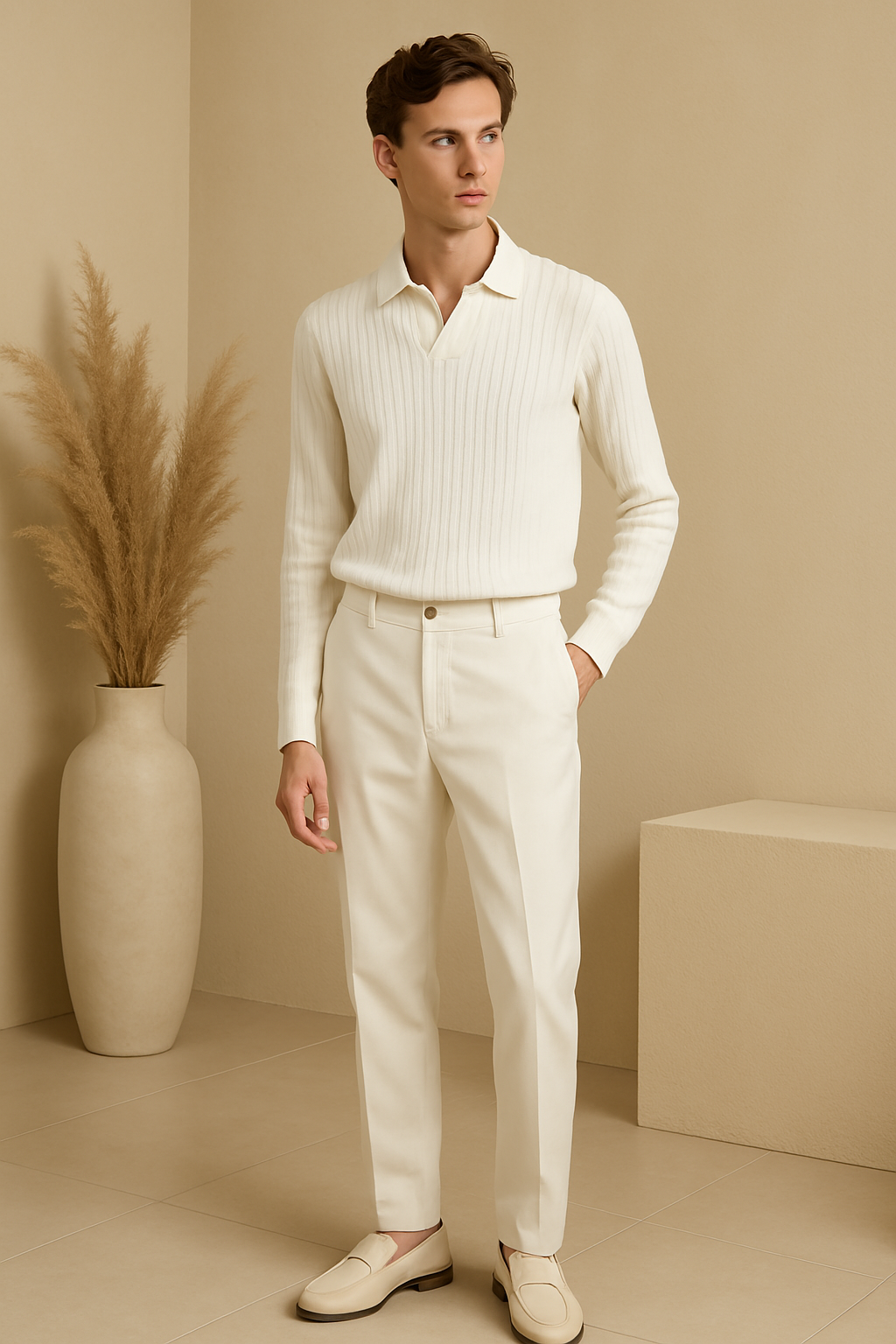 STRIPED LONG SLEEVE POLO
