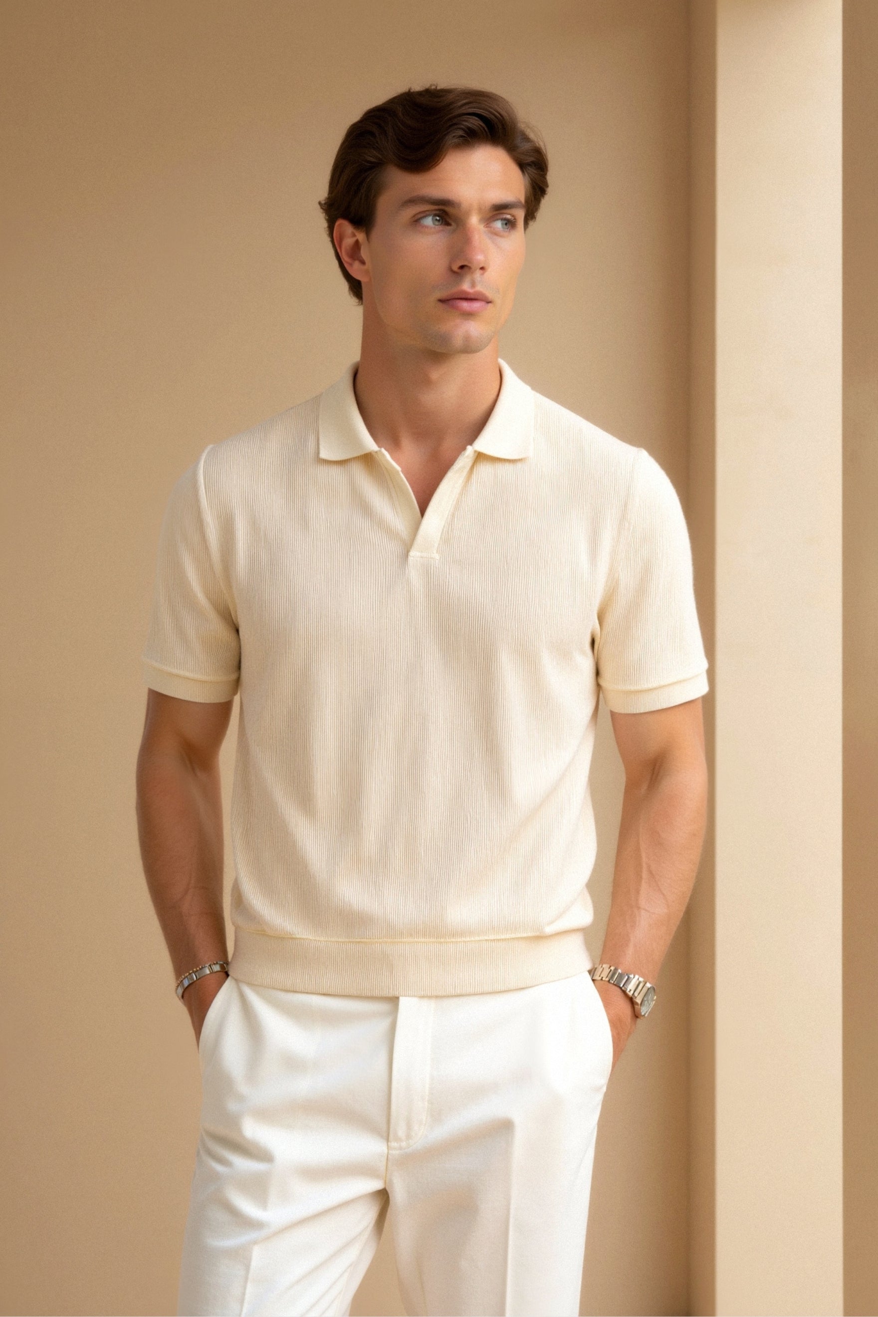 WOOLEN STRUCTURE POLO T-SHIRT