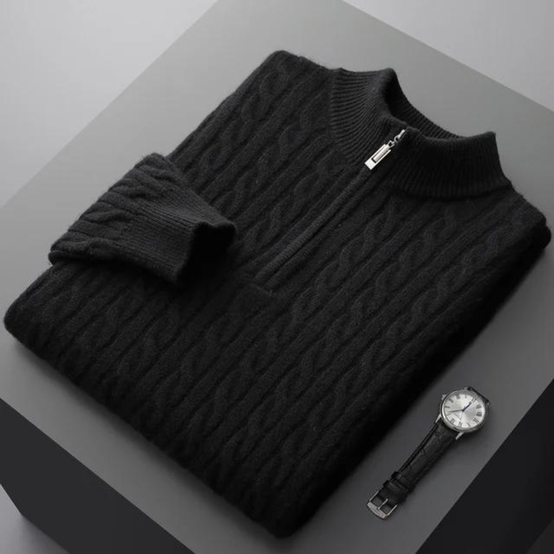 PURE CASHMERE HALF-ZIP JUMPER