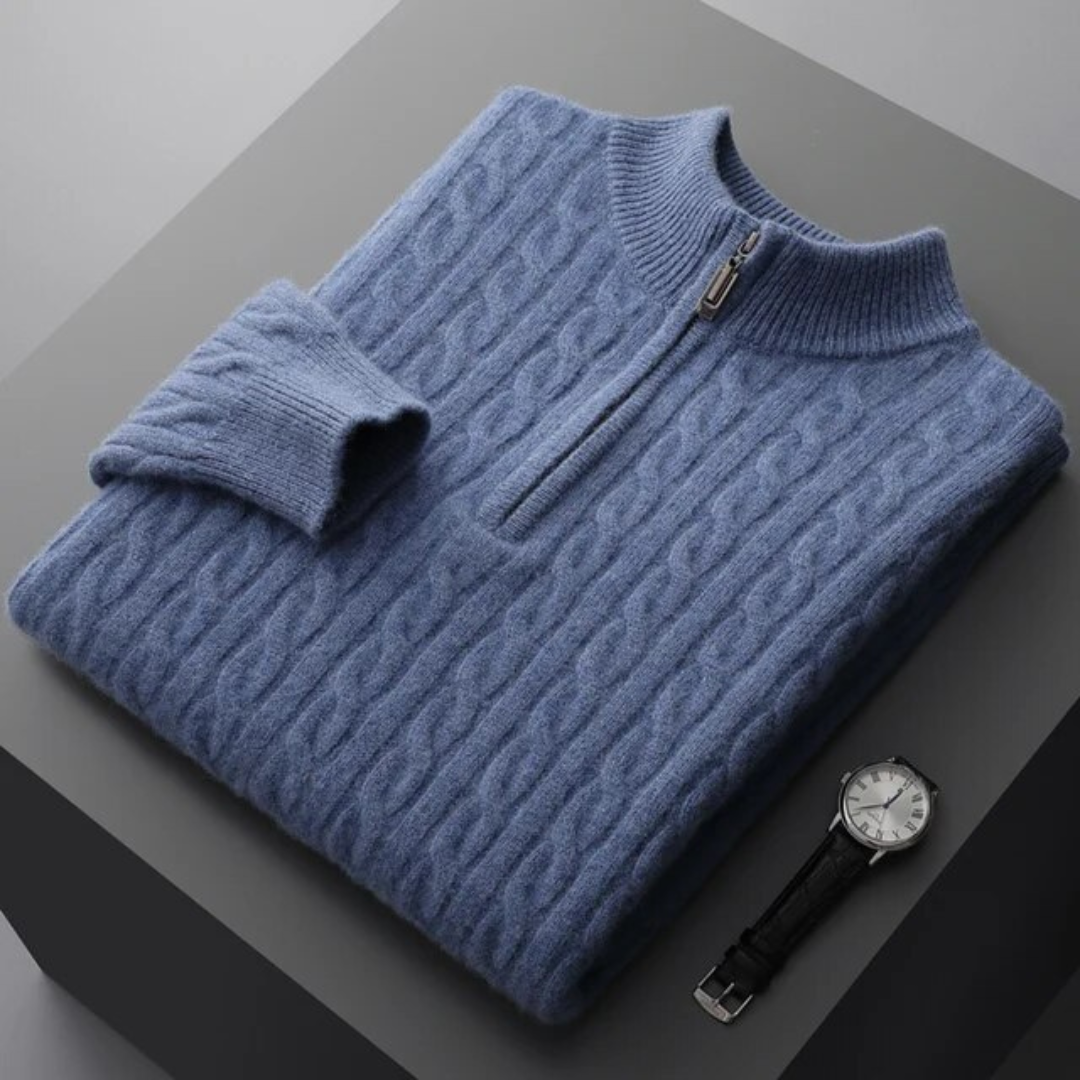 PURE CASHMERE HALF-ZIP JUMPER