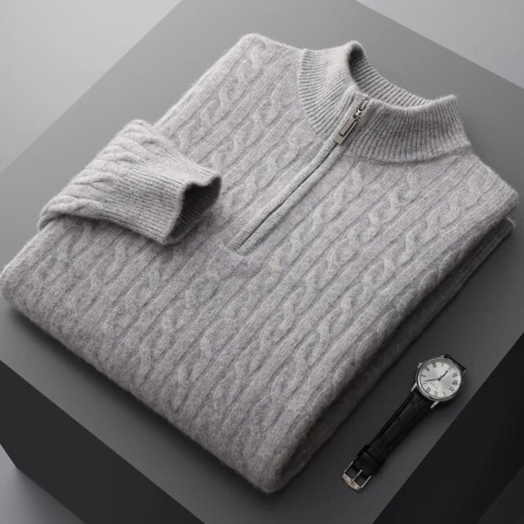 PURE CASHMERE HALF-ZIP JUMPER