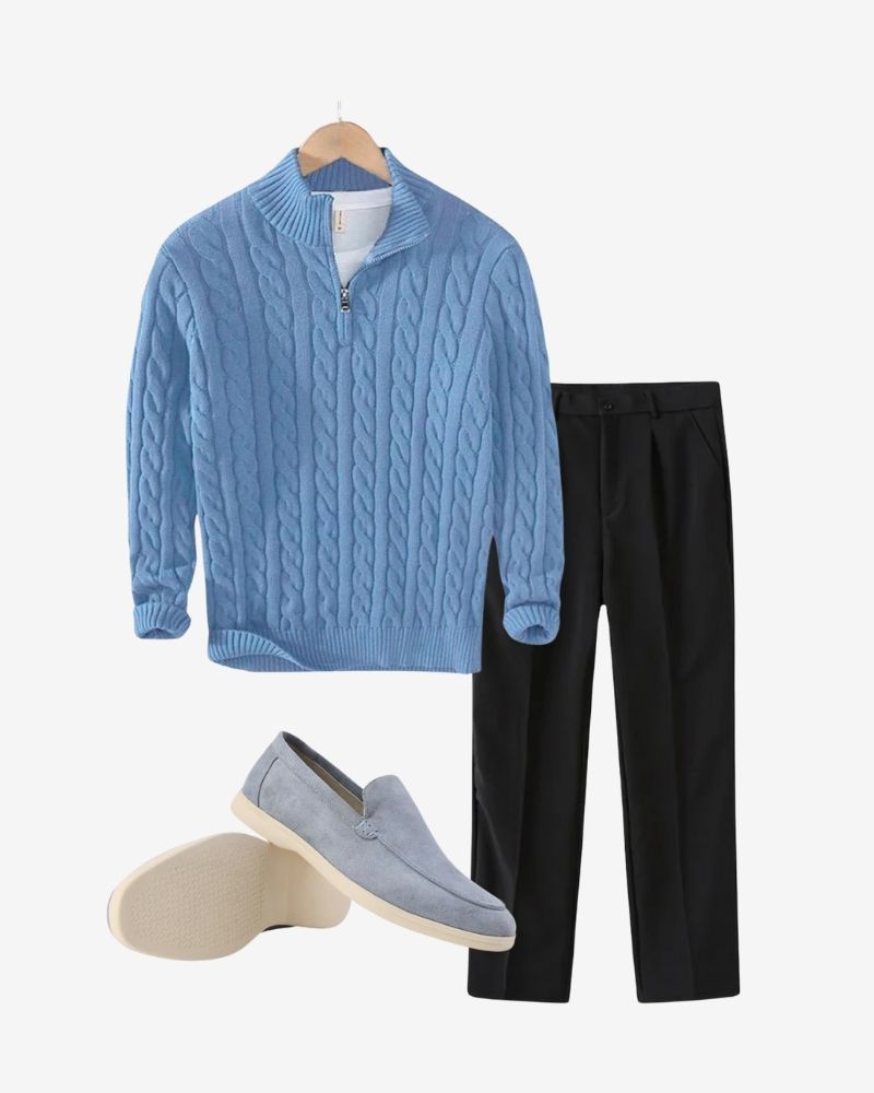 RIVIERA 3-PIECE JUMPER SET – BLACK & BLUE ELEGANCE