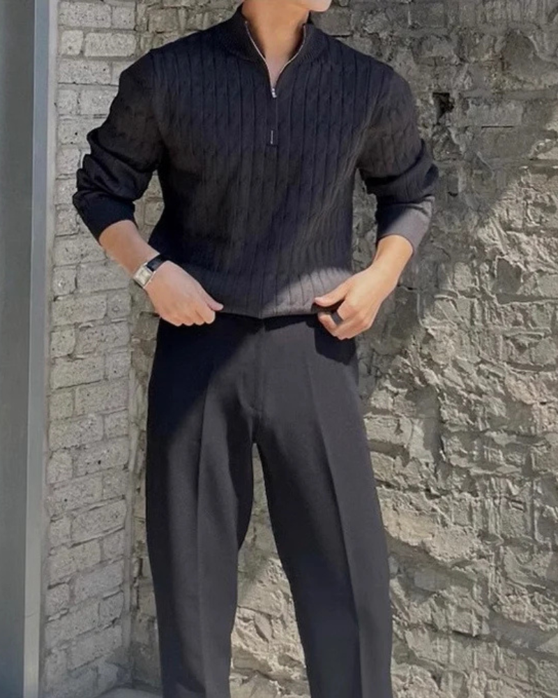 GWANGJU HALF-ZIP KNITTED JUMPER