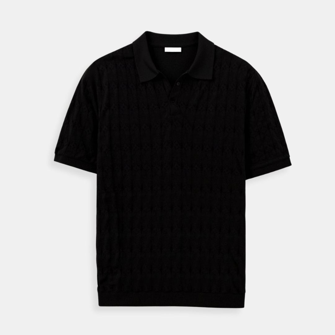 PREMIUM V-NECK CABLE KNIT POLO