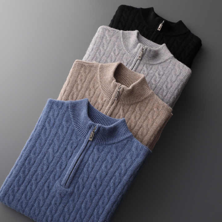 PURE CASHMERE HALF-ZIP JUMPER