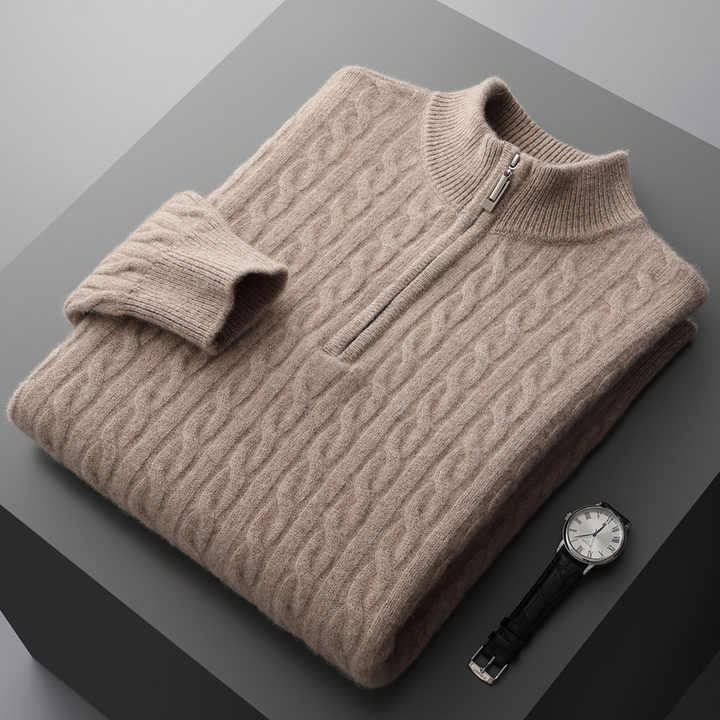 PURE CASHMERE HALF-ZIP JUMPER