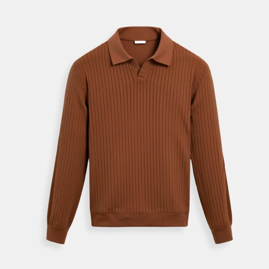 STRIPED LONG SLEEVE POLO