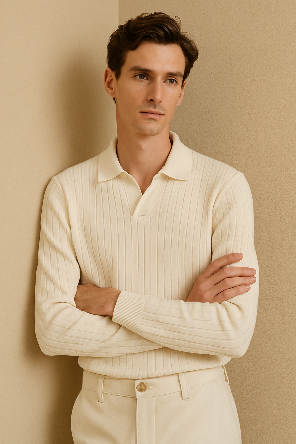 STRIPED LONG SLEEVE POLO
