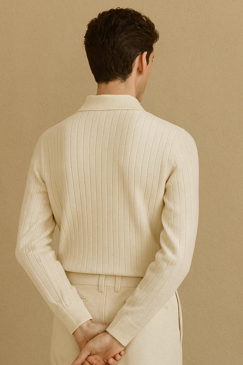 STRIPED LONG SLEEVE POLO